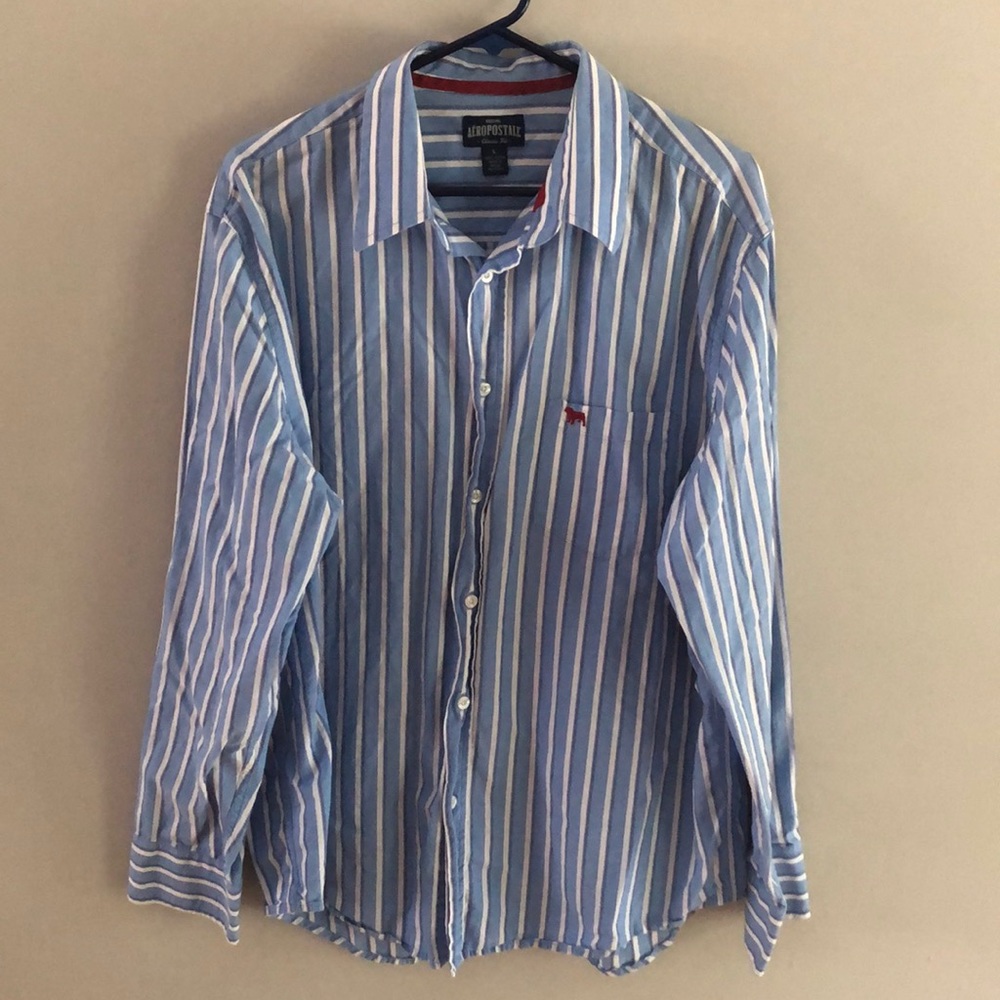 Aeropostale-Classic Fit- blue and white striped